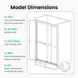 Lonni 44-48 in. W x 72 in. H Semi-Frameless Sliding Glass Shower Door in Chrome Finish w/ 1/4 in. (6 mm) Clear Tempered Glass