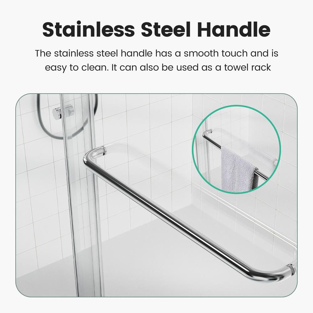 Lonni 44-48 in. W x 72 in. H Semi-Frameless Sliding Glass Shower Door in Chrome Finish w/ 1/4 in. (6 mm) Clear Tempered Glass