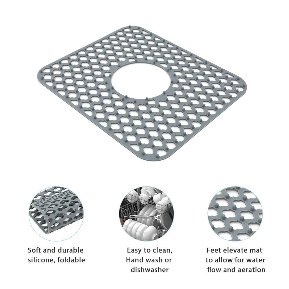 LORDEAR Silicone Kitchen Sink Bottom Grid, 14x11 Inch, Grey