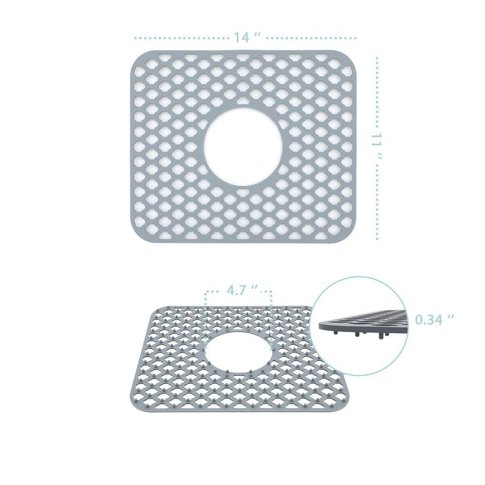 LORDEAR Silicone Kitchen Sink Bottom Grid, 14x11 Inch, Grey