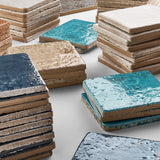 Greta Lagoon Blue 5x5 Glossy Textured Porcelain Tile by Lux Tile