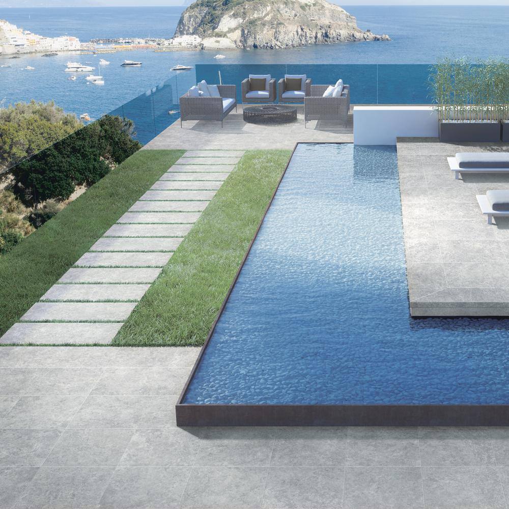 MSI Lunar Silver 2 cm. x 24 in. x 24 in. Matte Porcelain Stone Look Paver Tile (8 sq. ft./Case)