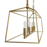 Hunter Fair Oaks 4-Light Luxe Gold Lantern Linear Chandelier for Kitchen Island with No Bulbs Included