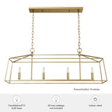 Hunter Fair Oaks 4-Light Luxe Gold Lantern Linear Chandelier for Kitchen Island with No Bulbs Included