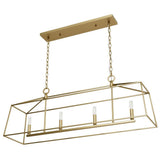 Hunter Fair Oaks 4-Light Luxe Gold Lantern Linear Chandelier for Kitchen Island with No Bulbs Included