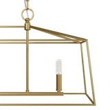 Hunter Fair Oaks 4-Light Luxe Gold Lantern Linear Chandelier for Kitchen Island with No Bulbs Included