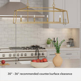 Hunter Fair Oaks 4-Light Luxe Gold Lantern Linear Chandelier for Kitchen Island with No Bulbs Included