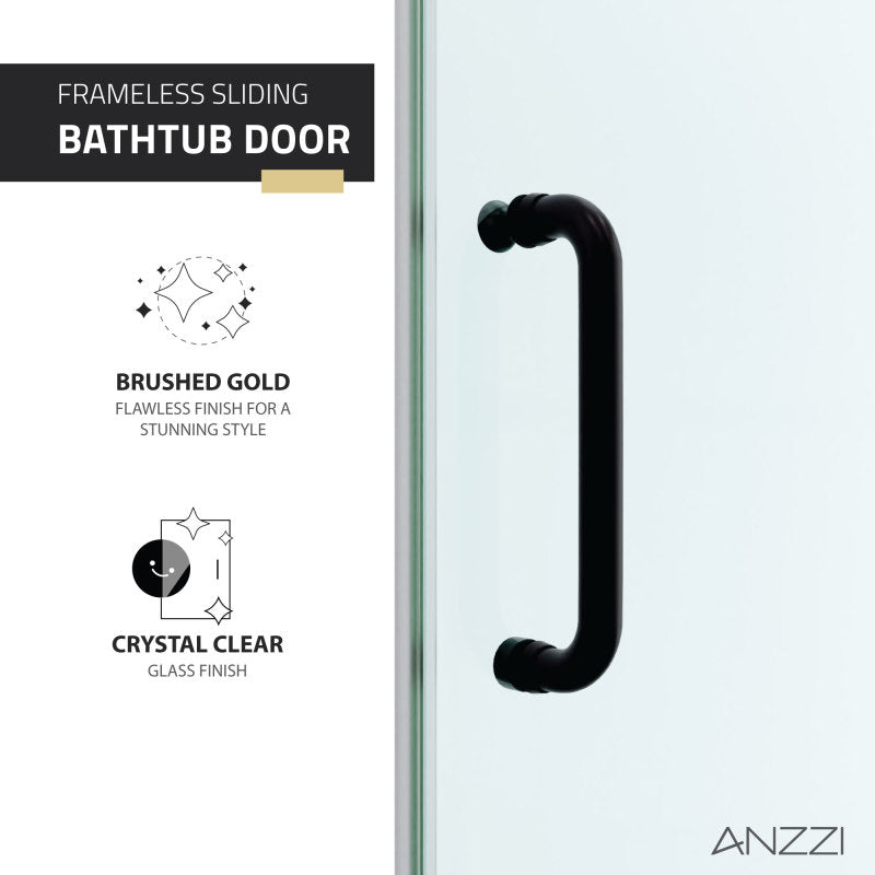 ANZZI Raymore 60 in. x 62 in. Frameless Sliding Bathtub Door in Polished Chrome