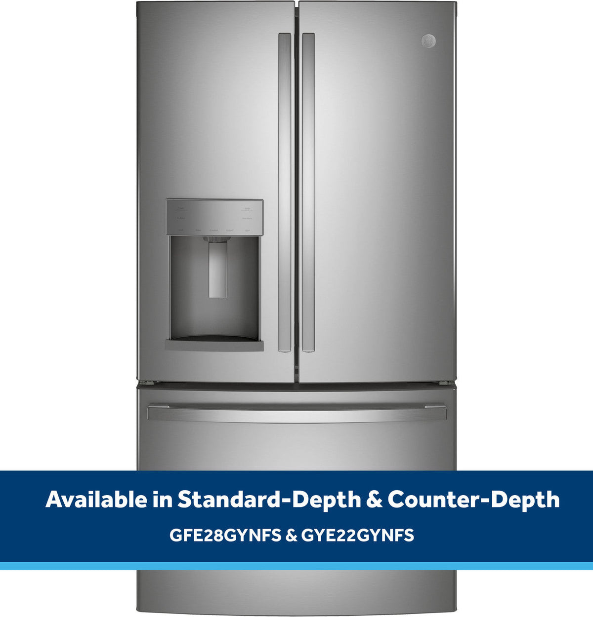 GE 22.1 cu. ft. Counter-Depth French Door Refrigerator, Fingerprint Resistant Stainless Steel, ENERGY STAR (GYE22GYNFS)