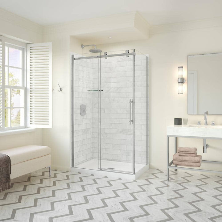 MAAX Odyssey SC 48 in. x 32 in. x 78 in. 8mm Sliding Shower Door for Corner Installation with Clear glass in Chrome