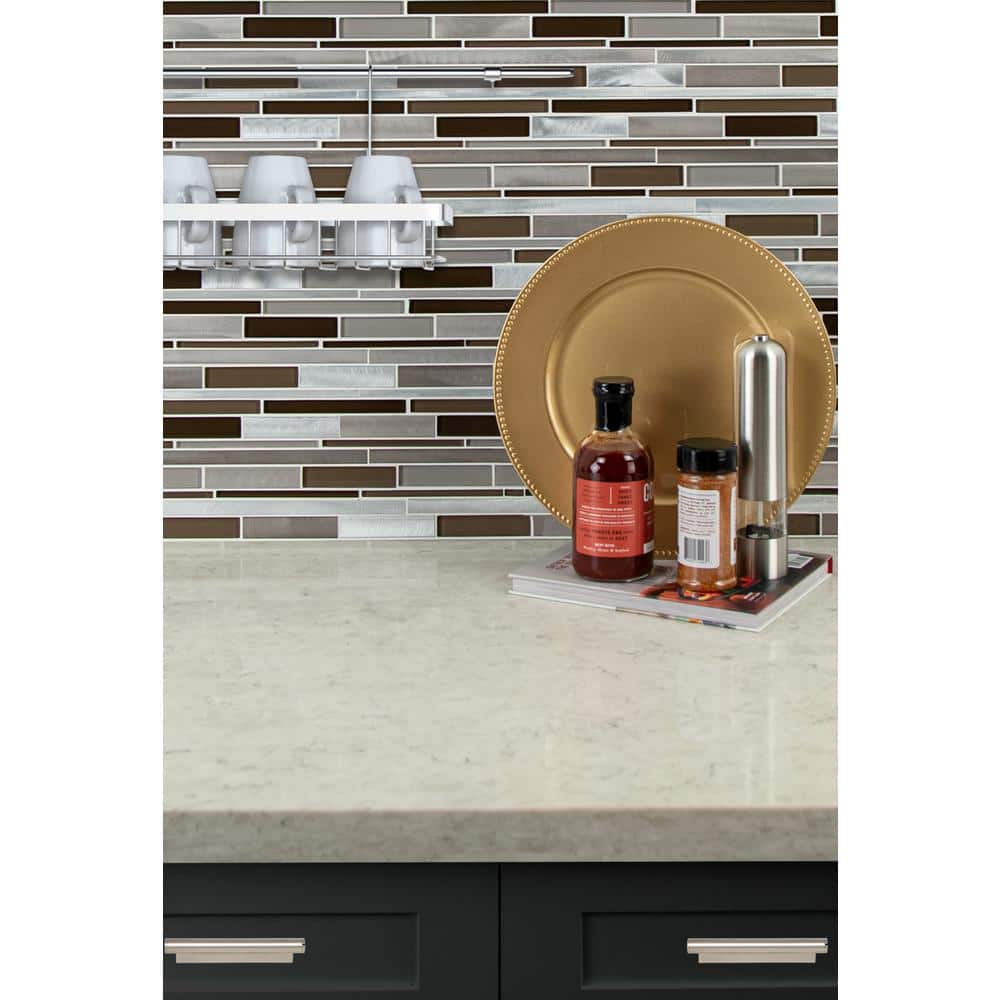 MSI Madison Avenue Interlocking 12 in. x 12 in. x 8 mm Textured Glass/Metal Mosaic Wall Tile (1 sq. ft. Sheet)