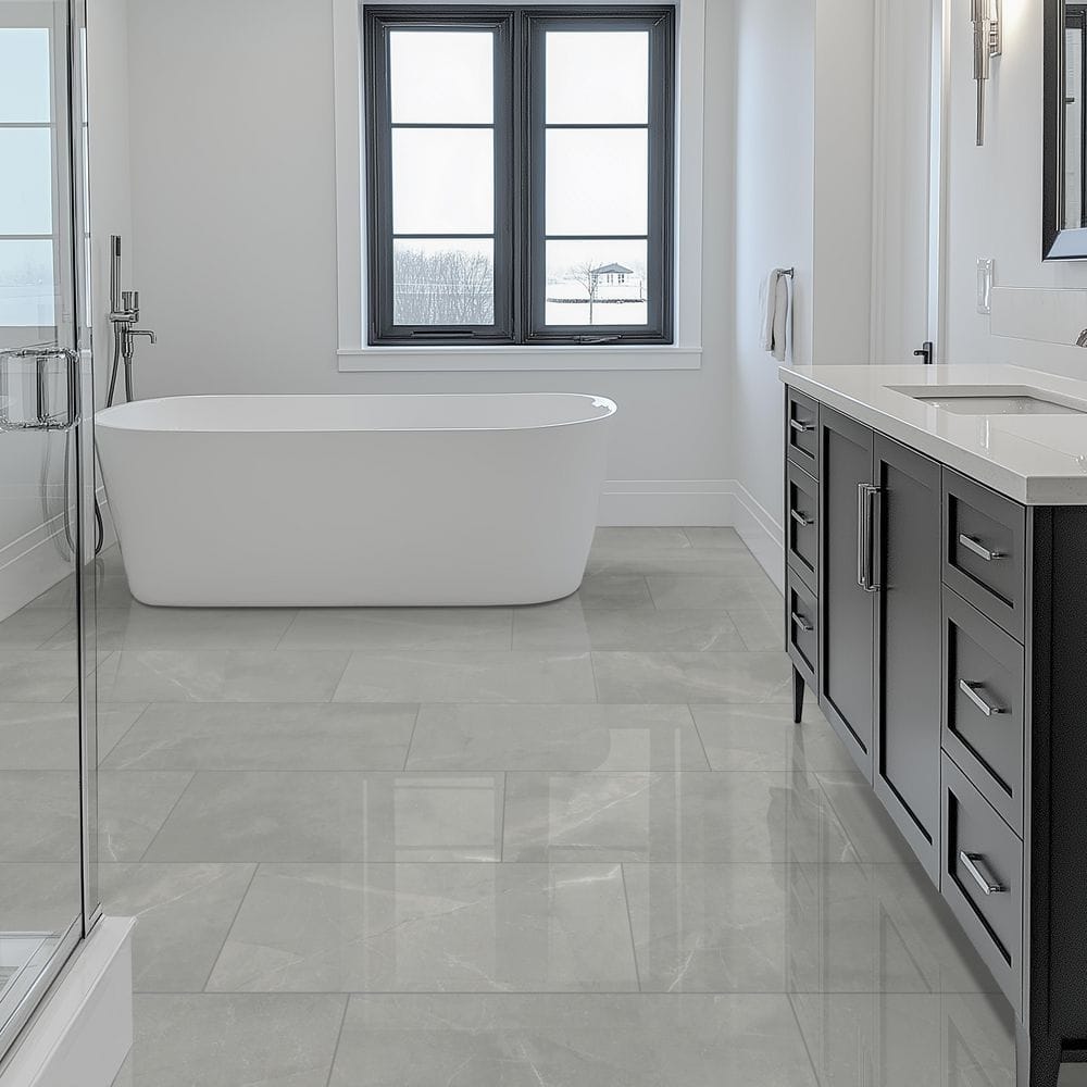 MSI Madison Celeste 12 in. x 24 in. Polished Porcelain Stone Look Floor and Wall Tile (16 sq. ft./Case)