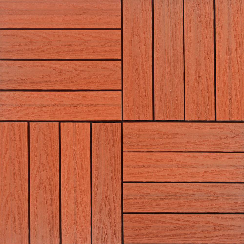 NewTechWood UltraShield Naturale 1 ft. x 1 ft. Quick Deck Outdoor Composite Deck Tile Sample in Madrid Red