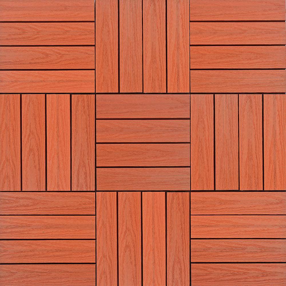 NewTechWood UltraShield Naturale 1 ft. x 1 ft. Quick Deck Outdoor Composite Deck Tile Sample in Madrid Red