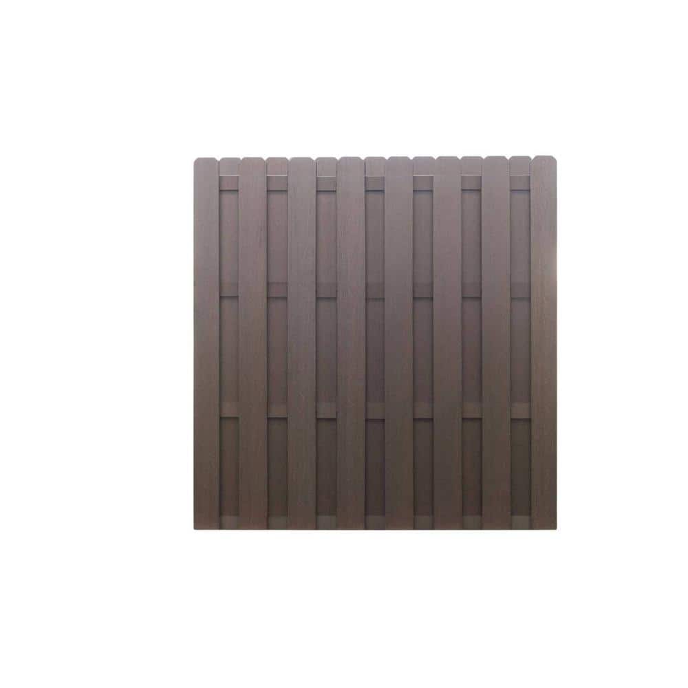 Frame It All Dog-Ear Shadowbox 6 ft. x 6 ft. Mahogany Composite Fence Panel (5-Pack)