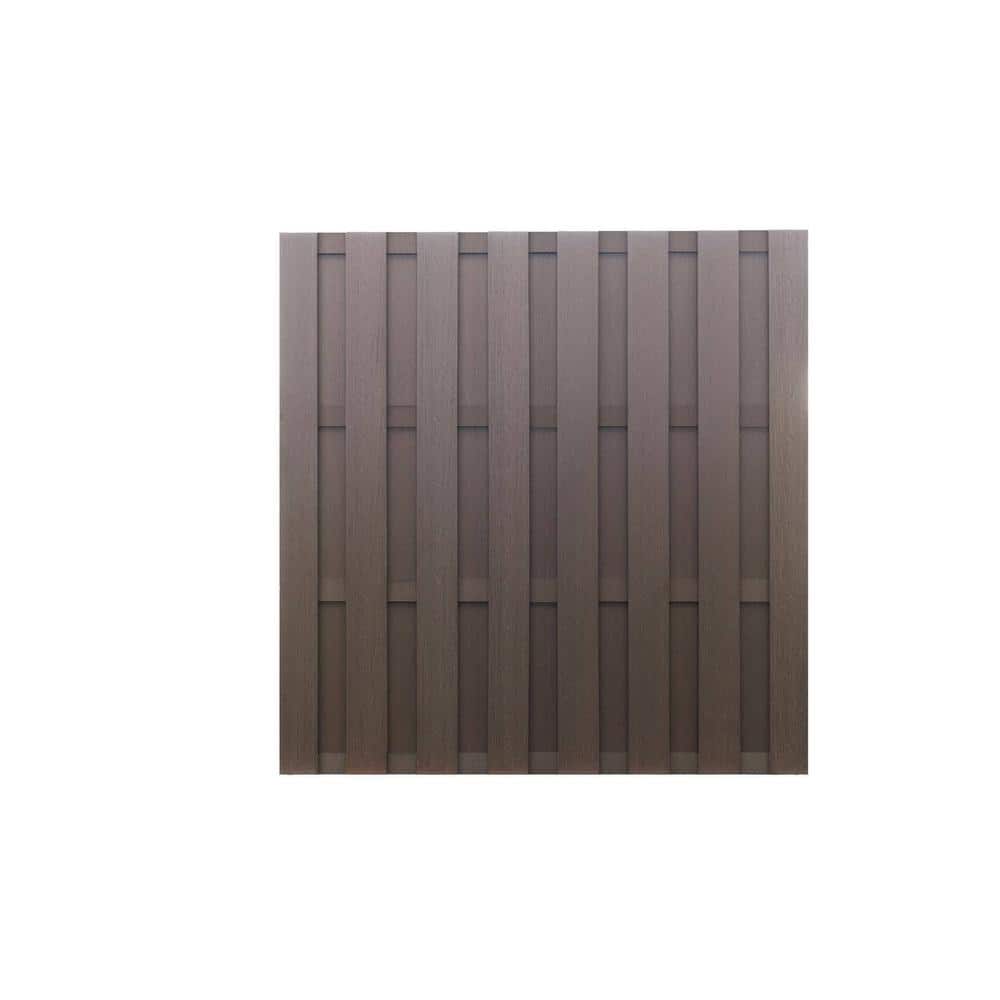 Frame It All Flat-Top Shadowbox 6 ft. x 6 ft. Mahogany Composite Fence Panel (10-Pack)