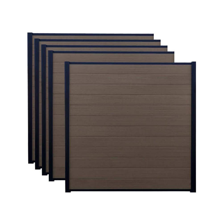 Frame It All 6 ft. x 6 ft. Valla Composite Fence Panel Mahogany (5-Pack)