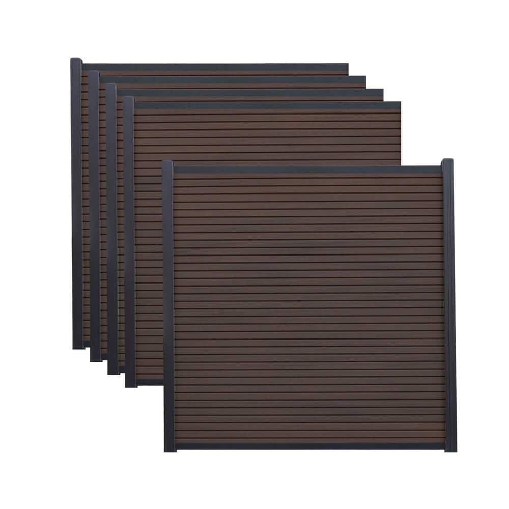 Frame It All 6 ft. x 6 ft. Riviera Composite Fence Panel Mahogany (5-Pack)