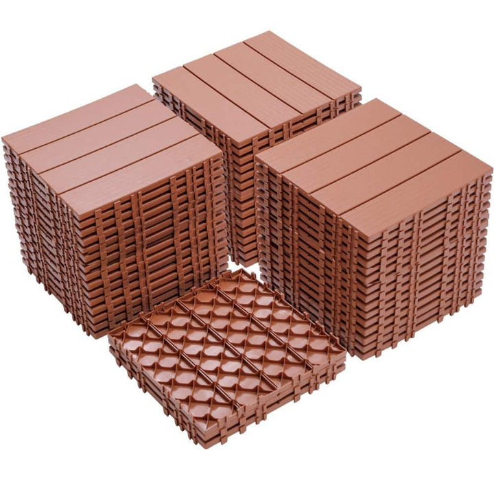 Tidoin Outdoor 1 ft. x 1 ft. Composite Interlocking Tile Deck Tile in Mahogany(44 Per Box)