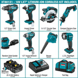 Makita 18V LXT Lithium‑Ion Cordless 8‑Piece Combo Kit (3.0Ah) – Drill, Impact Driver, Circular Saw, Recip Saw, Random Orbit Sander, Impact Wrench, Blower, LED Flashlight