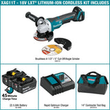 Makita 18V LXT Brushless 4-1/2 in./5 in. Paddle Switch Cut-Off/Angle Grinder Kit with Bonus 18V LXT LED Flashlight