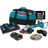 Makita 18V X2 LXT (36V) Brushless 9 in. Paddle Switch Cut-Off/Angle Grinder Kit, 5.0Ah with Bonus Grinding Wheel (10-Pack)