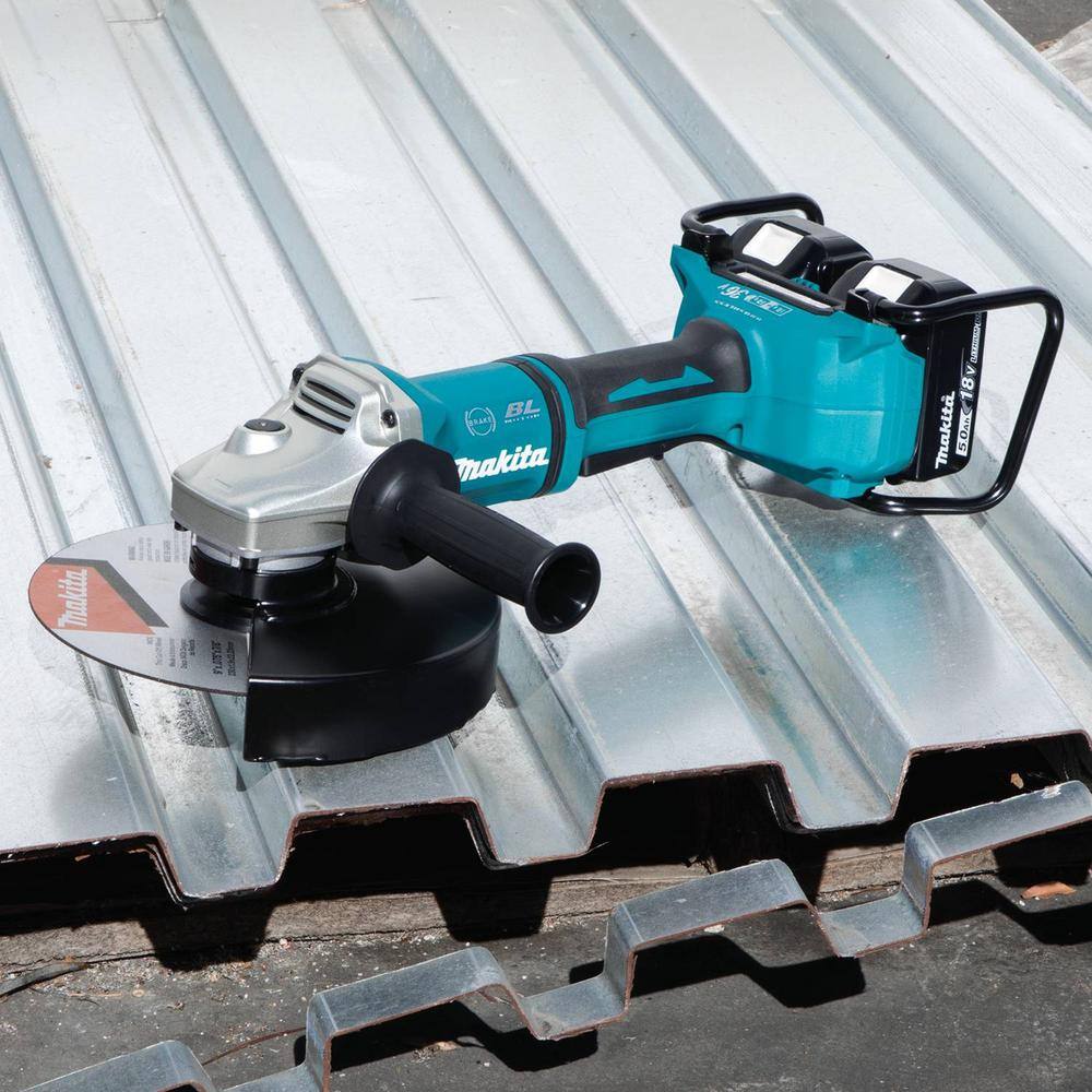 Makita 18V X2 LXT Lithium‑Ion (36V) Brushless Cordless 9 in. Paddle Switch Cut‑Off/Angle Grinder Kit with Electric Brake, 5.0Ah