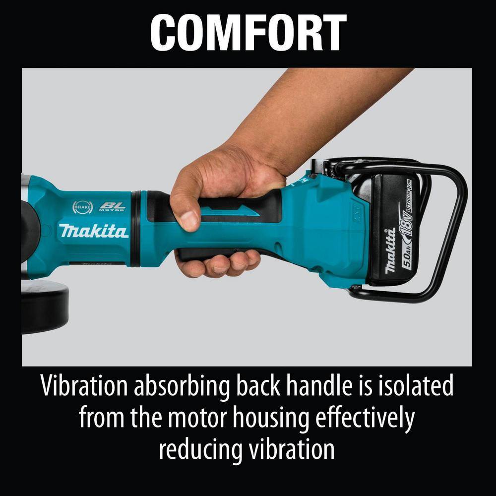Makita 18V X2 LXT Lithium‑Ion (36V) Brushless Cordless 9 in. Paddle Switch Cut‑Off/Angle Grinder Kit with Electric Brake, 5.0Ah