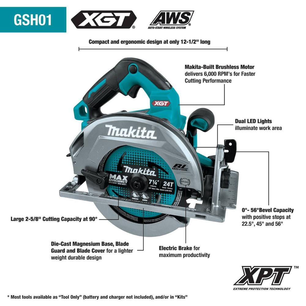 Makita 40V Max XGT Brushless Cordless 7-1/4 in. Circular Saw Kit, AWS Capable (4.0Ah)