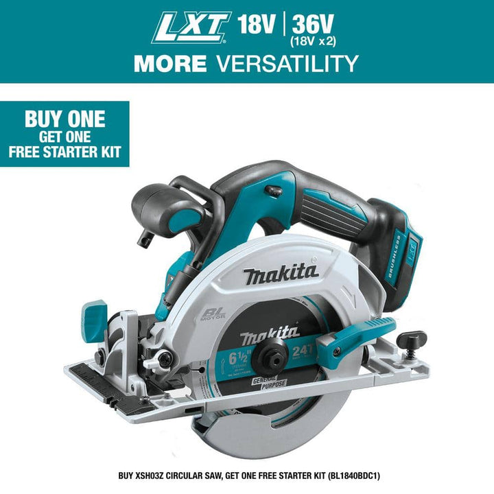 Makita 18V LXT Lithium-Ion Brushless Cordless 6-1/2 in. Circular Saw with Electric Brake and 24T Carbide Blade (Tool-Only)