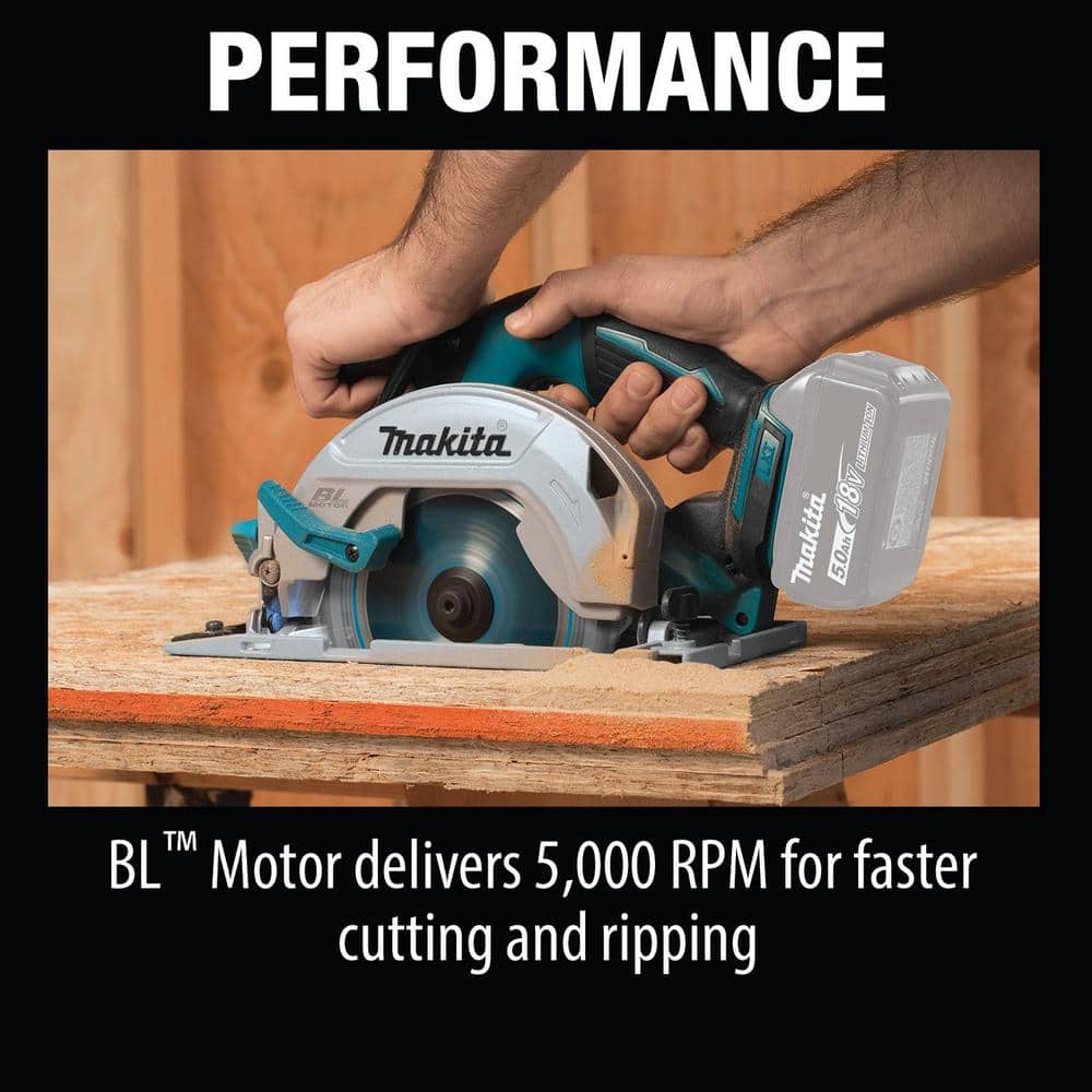 Makita 18V LXT Lithium-Ion Brushless Cordless 6-1/2 in. Circular Saw with Electric Brake and 24T Carbide Blade (Tool-Only)