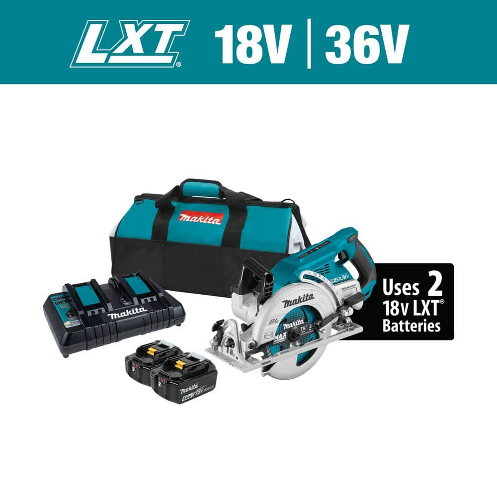 Makita 18V X2 LXT 5.0Ah Lithium-Ion (36V) Brushless Cordless Rear Handle 7-1/4 in. Circular Saw Kit