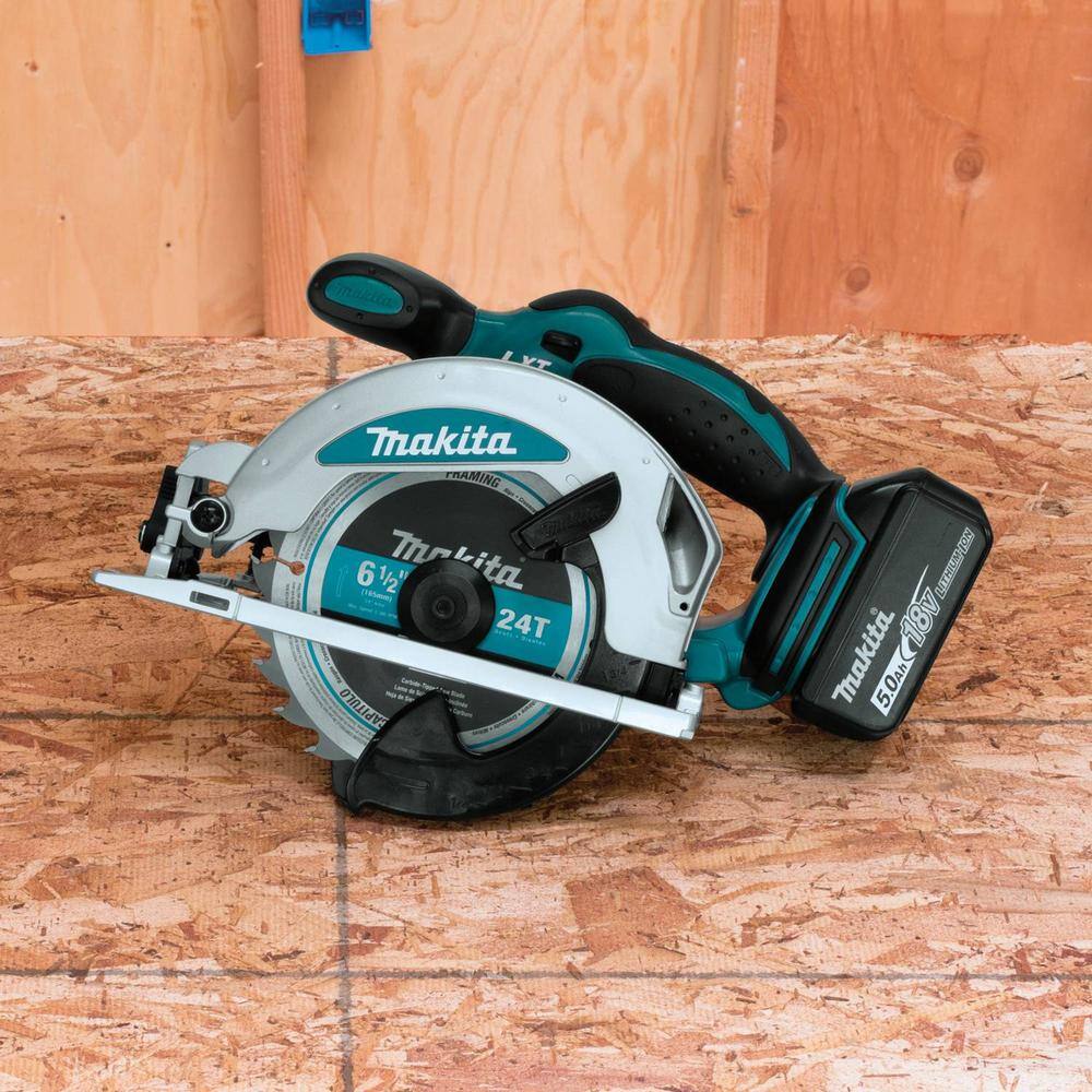 Makita 18-Volt 5.0 Ah LXT Lithium-Ion Cordless 6-1/2 in. Circular Saw Kit (XSS01T)