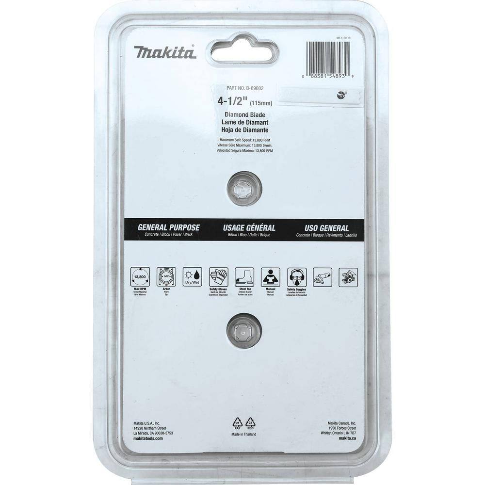 Makita 4.5 in. Segmented Rim Diamond Blade for General Purpose (2-Pack)
