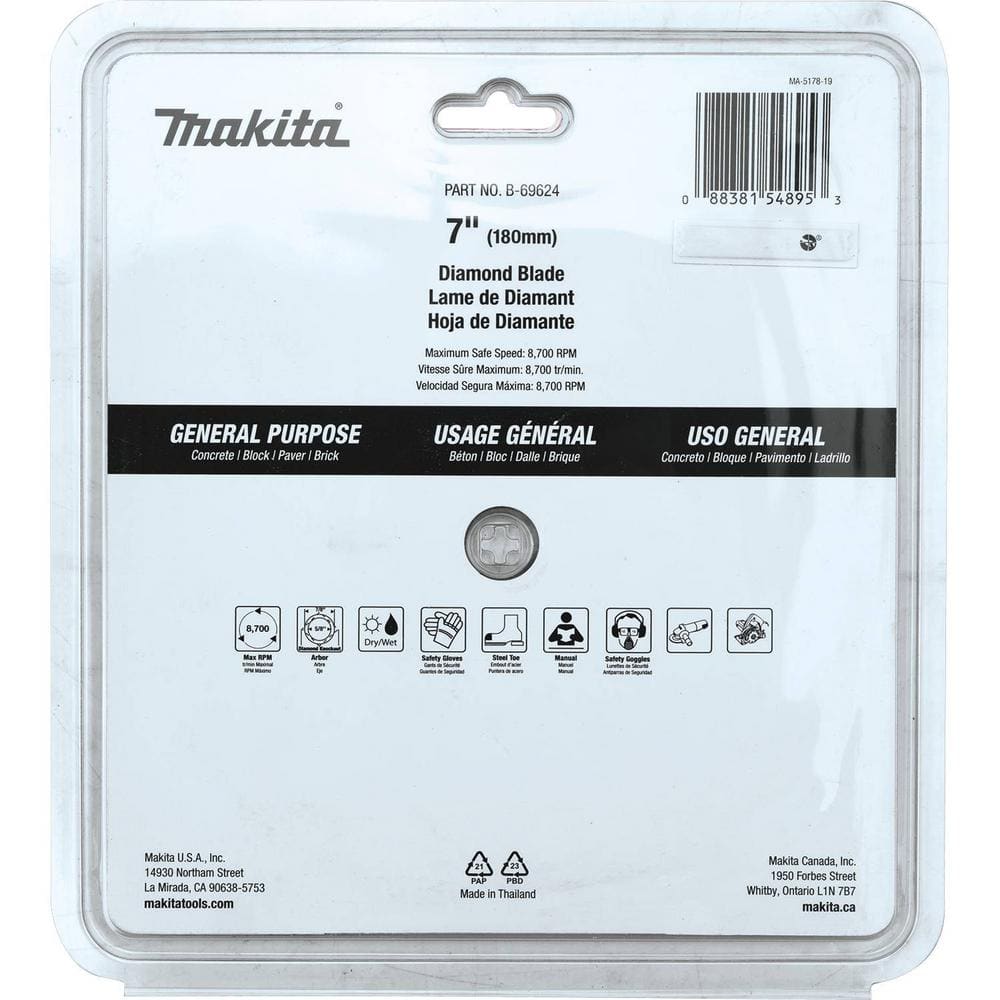 Makita 7 in. Segmented Rim Diamond Blade for General Purpose (B-69624)