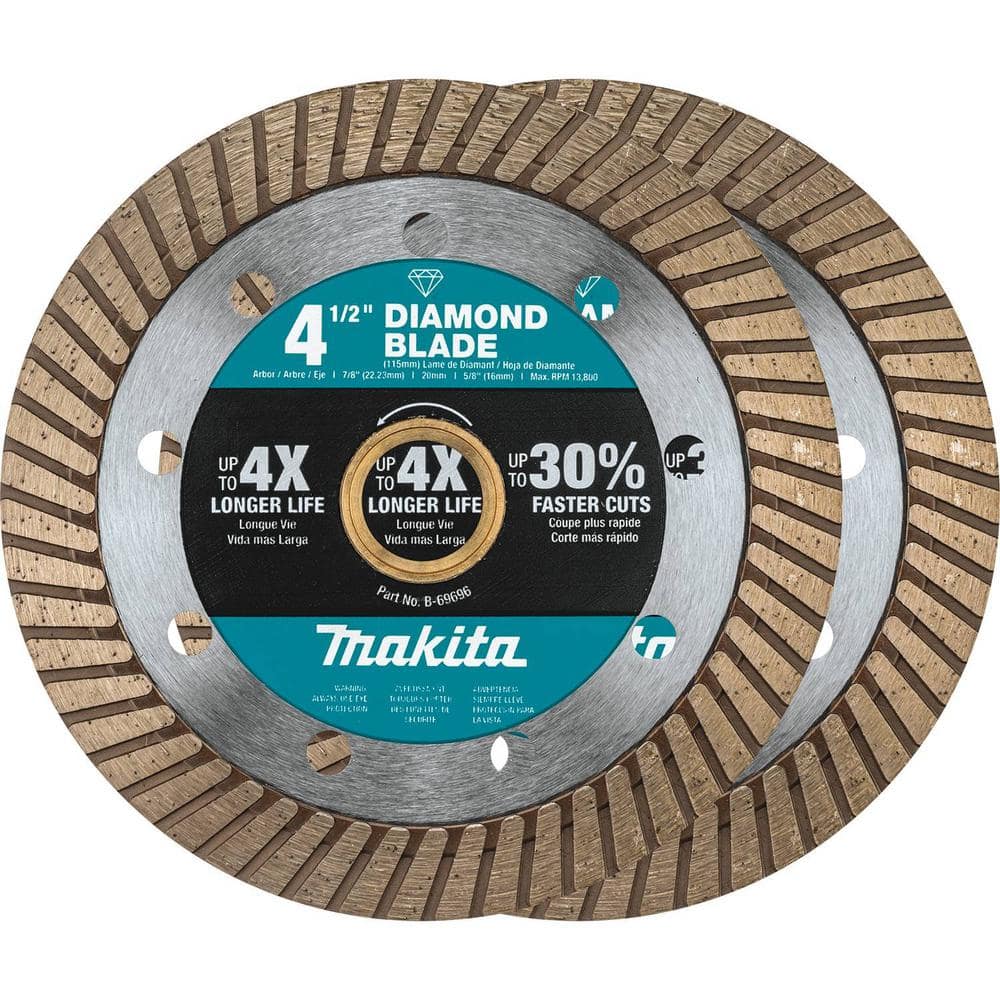Makita 4.5 in. Turbo Rim Diamond Blade for General Purpose (2-Pack)
