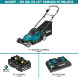 Makita 18V X2 (36V) LXT Lithium-Ion Cordless 17 in. Walk Behind Residential Lawn Mower Kit (5.0Ah)