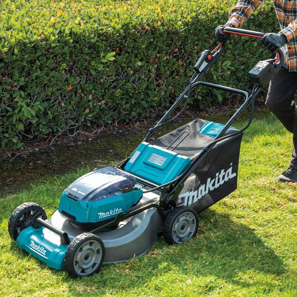 Makita 18V X2(36V) LXT Lithium-Ion Cordless 21 in. Walk Behind Lawn Mower Kit w/4 Batteries 5.0Ah with 18V Blower, Tool Only