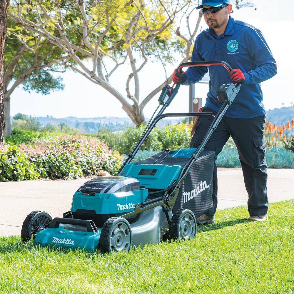 Makita 18V X2(36V) LXT Lithium-Ion Cordless 21 in. Walk Behind Lawn Mower Kit w/4 Batteries 5.0Ah with 18V Blower, Tool Only