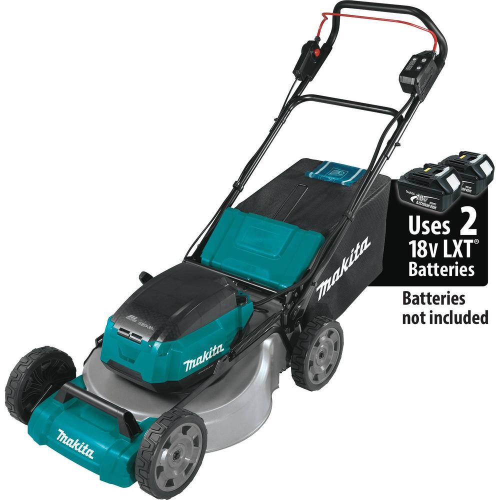 Makita 18V X2(36V) LXT Lithium-Ion Cordless 21 in. Walk Behind Lawn Mower Kit w/4 Batteries 5.0Ah with 18V Blower, Tool Only