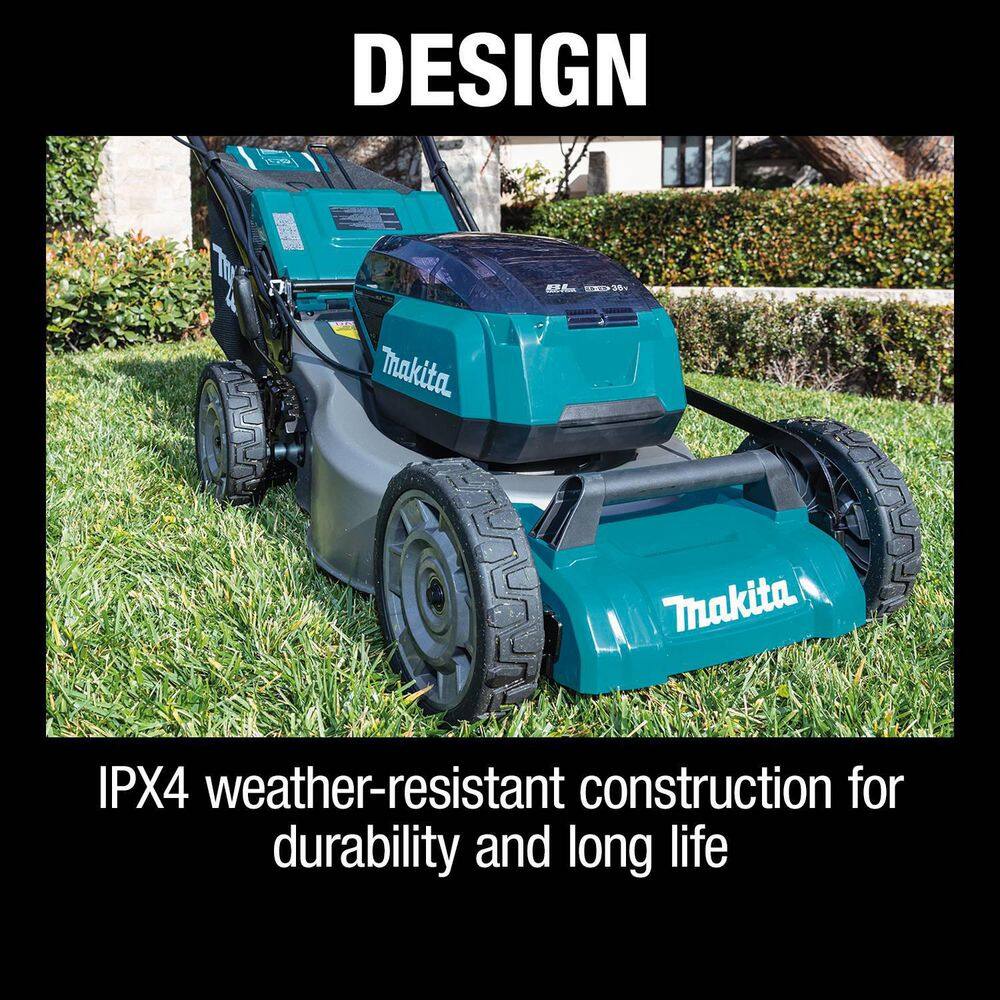 Makita 18 in. 18V X2 (36V) LXT Walk Behind Self Propelled Lawn Mower Kit w/4 Batteries(5.0 Ah) with 18V X2 (36V) LXT Blower