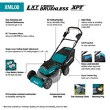 Makita 21 in. 18V X2 (36V) LXT Lithium-Ion Cordless Walk Behind Self Propelled Lawn Mower Kit with 4 Batteries (5.0 Ah)