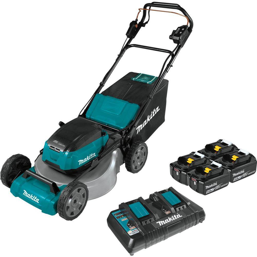 Makita 18V X2 (36V) LXT Cordless 21 in. Self-Propelled Commercial Lawn Mower, 4 Batteries (5.0Ah) & 13 in. String Trimmer