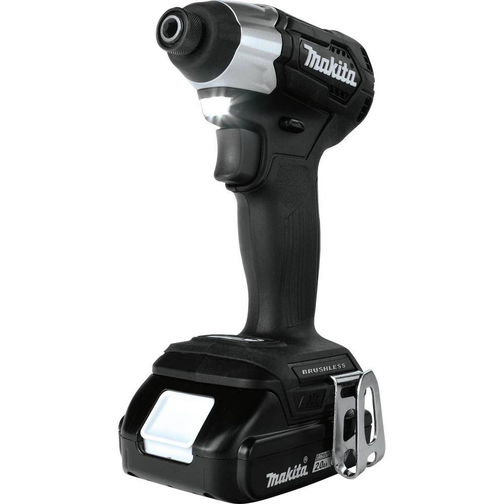Makita 18V LXT Lithium‑Ion Sub‑Compact Brushless Cordless Impact Driver Kit with (1) 2.0Ah Battery, Charger and Bag