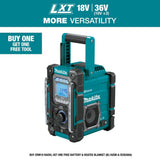 Makita 18V LXT/12V max CXT Lithium-Ion Cordless Bluetooth Job Site Charger/Radio, Tool Only