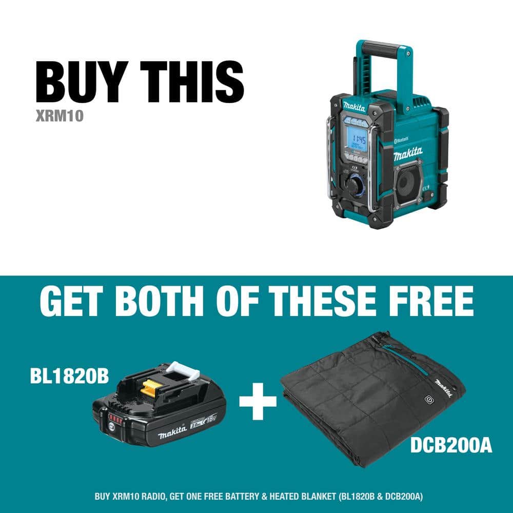 Makita 18V LXT/12V max CXT Lithium-Ion Cordless Bluetooth Job Site Charger/Radio, Tool Only