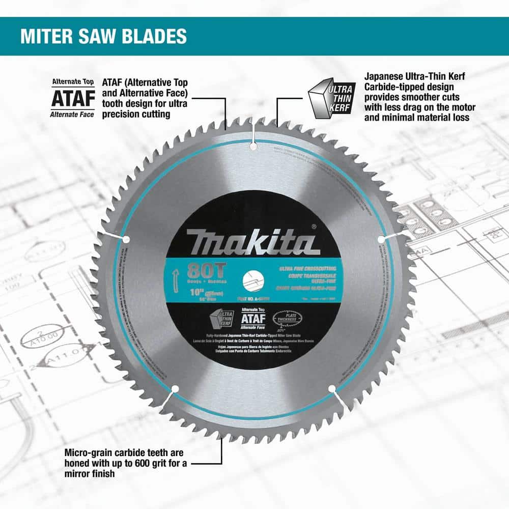 Makita 10 in. Dual Slide Compound Miter Saw with 10 in. x 80T Micro-Polished Miter Saw Blade