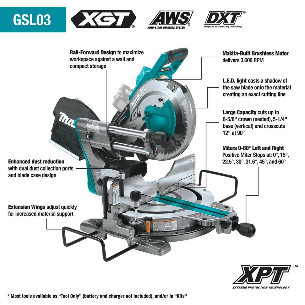 Makita 40V max XGT Brushless Cordless 10 in. Dual-Bevel Sliding Compound Miter Saw Kit, AWS Capable (4.0Ah)