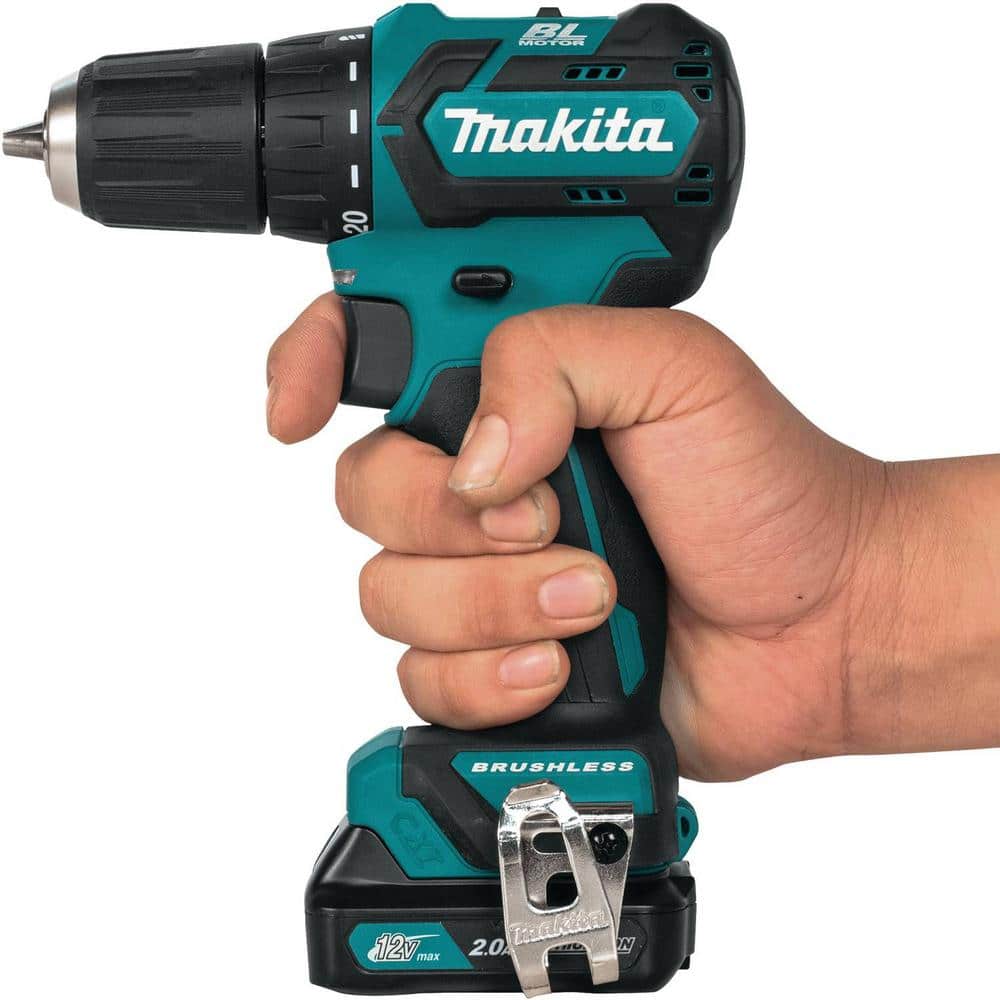 Makita 12V max CXT Lithium‑Ion 3/8 in. Brushless Cordless Driver‑Drill Kit with (2) 2.0Ah Batteries, Charger and Hard Case