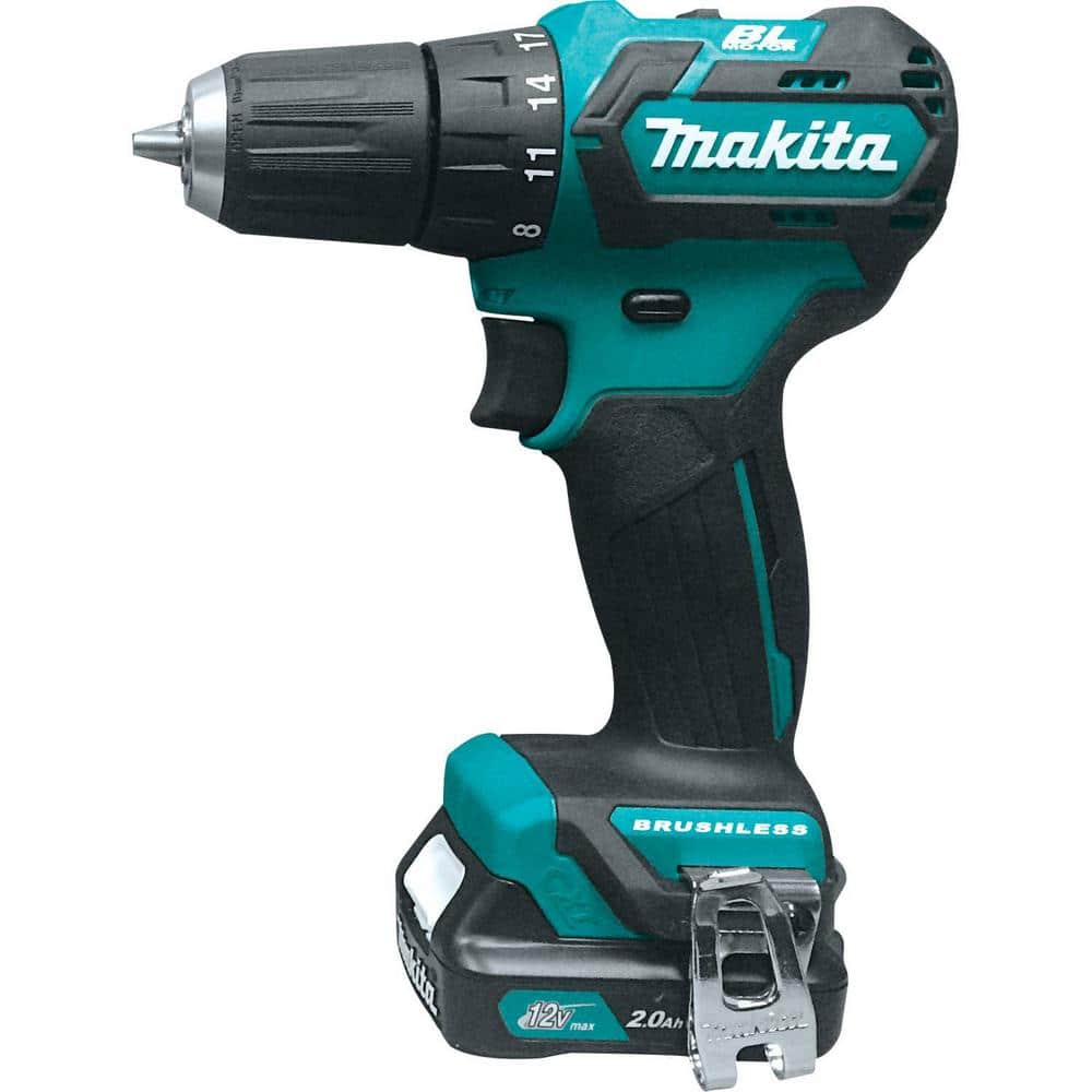 Makita 12V max CXT Lithium‑Ion 3/8 in. Brushless Cordless Driver‑Drill Kit with (2) 2.0Ah Batteries, Charger and Hard Case
